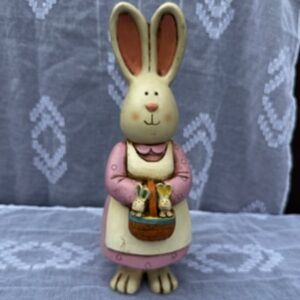 Adorable Pink and Cream Bunny Figurine